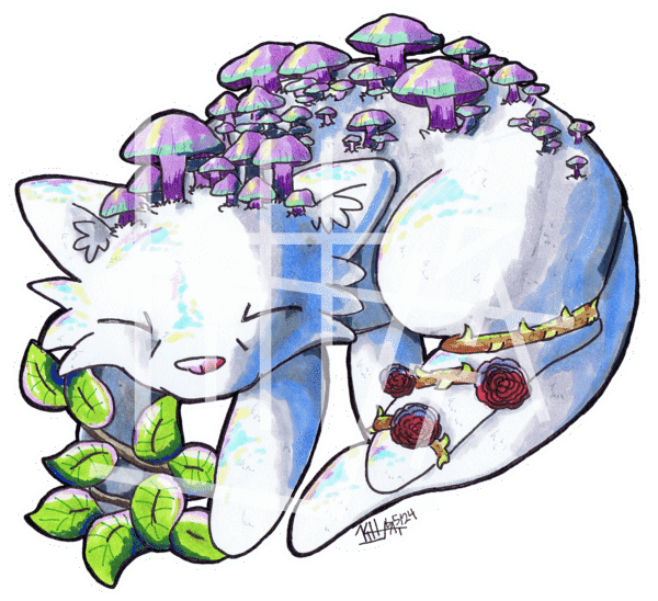 'mushroom kitty' sticker