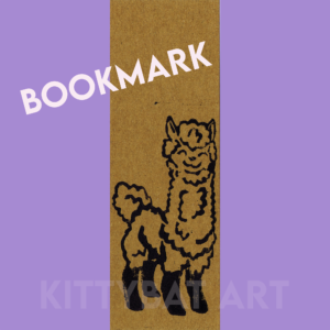 'fluffy' linoprint bookmark