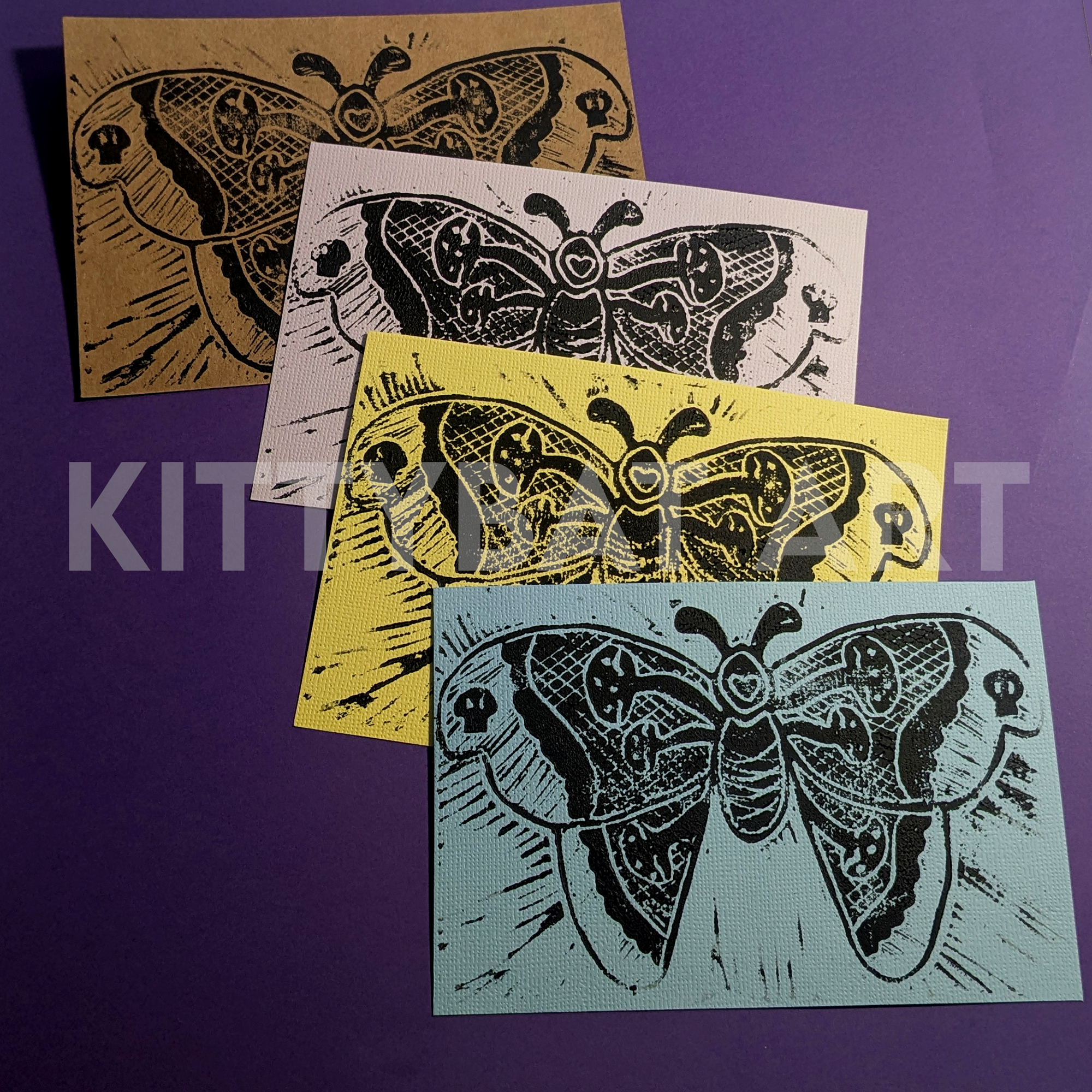 'mushroom moth' linoprint - Image 2