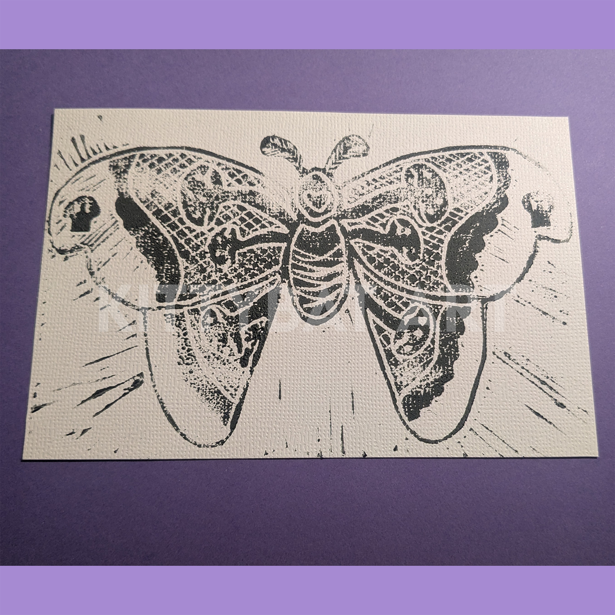 'mushroom moth' linoprint - Image 3