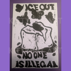 'ice out' linoprint - donation!!
