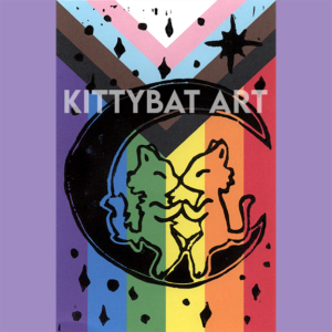 'kissing kitties' linoprint