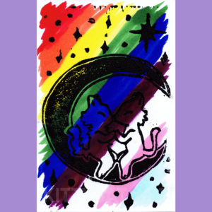 'kissing kitties' linoprint