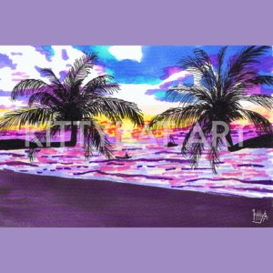 'palm tree sunset' – PRINT (4"x6" and 8"x11")