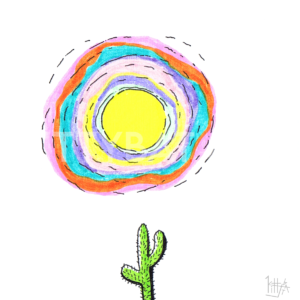 'cactus sun' – PRINT (4"x4")