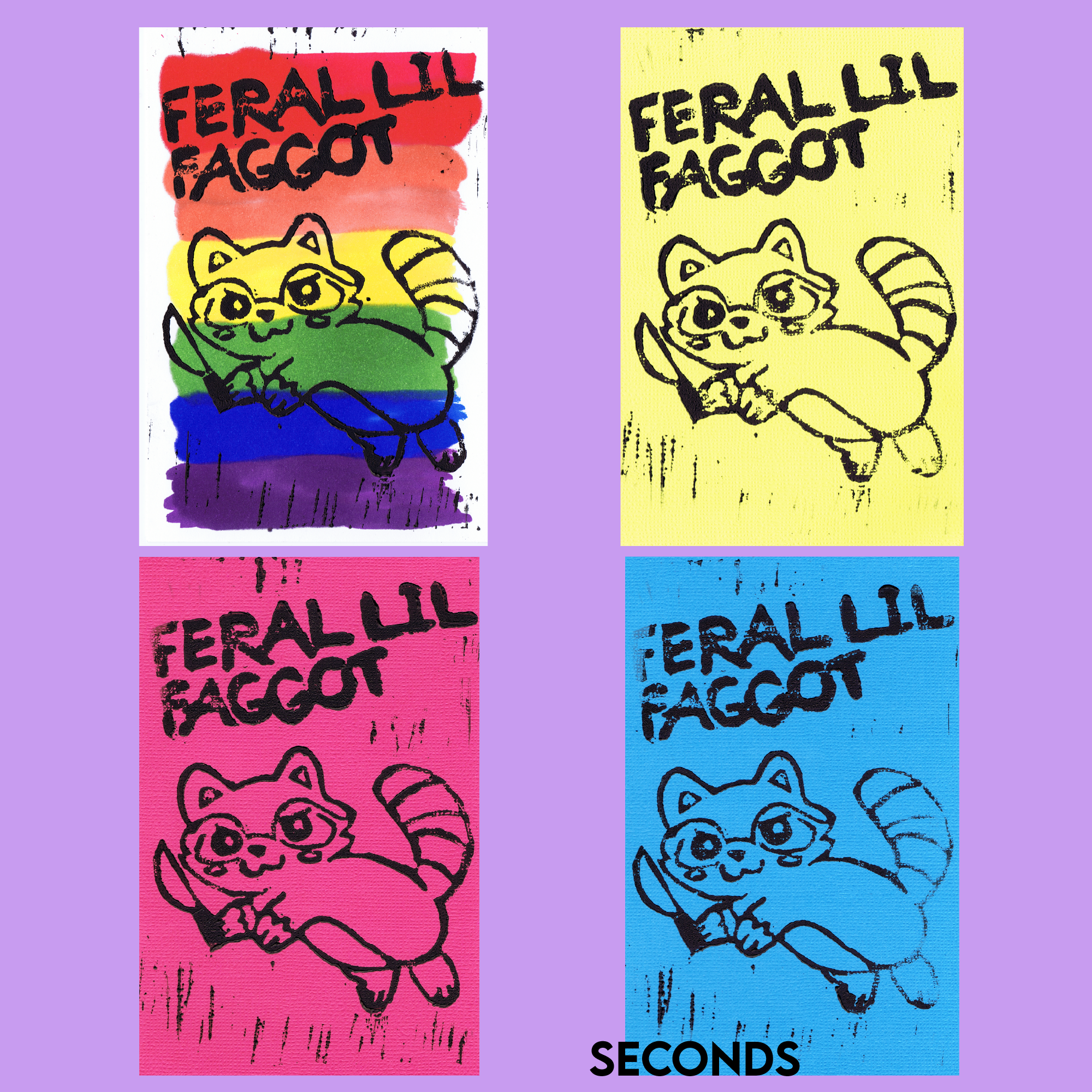 'feral lil faggot' linoprint - Image 2