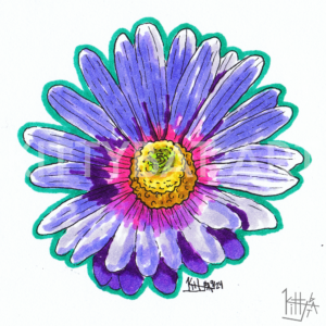 'purple flower' – PRINT (4"x4")