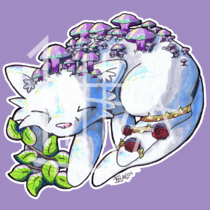 'mushroom kitty' sticker