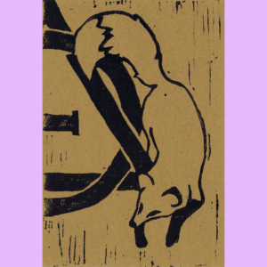 'the fox inside' linoprint