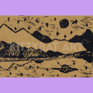 'alpine moonrise' linoprint