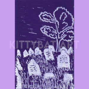 'graveyard shift' linoprint