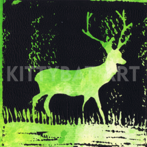 'lone elk' linoprint