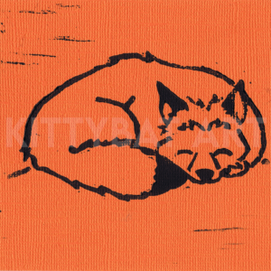 'meadow nap' linoprint