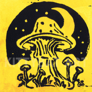 'sporelit moon' linoprint