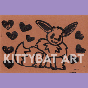 'eevee love' linoprint