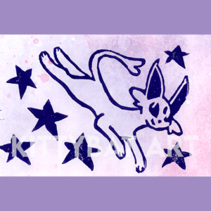 'espeon stars' linoprint