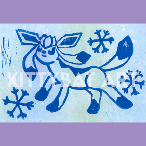 'glaceon snow' linoprint