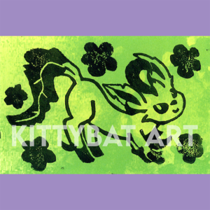 'leafeon petals' linoprint