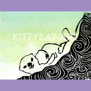 'swirly snuggles' linoprint