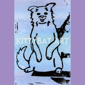 'the dog inside' linoprint