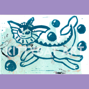 'vaporeon bubble' linoprint