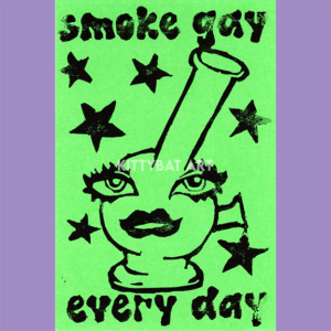 'yassss bong' linoprint