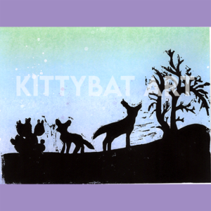 'yote sun' linoprint